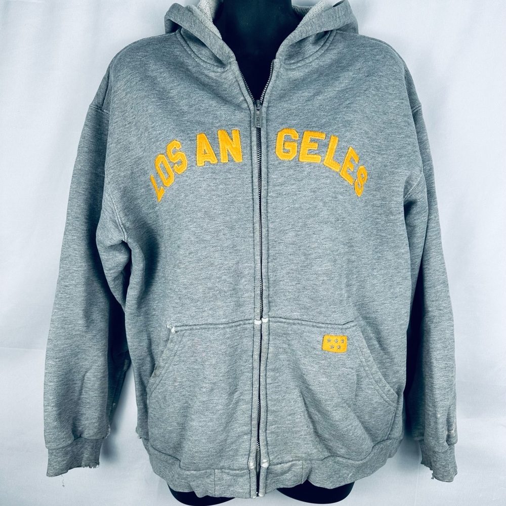 Blue Marlin “Los Angeles” Gray Hoodie Sweatshirt w/ Gold Felt Letters